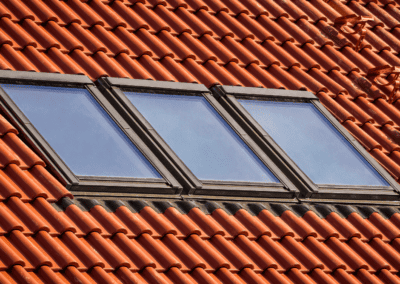 A picture of skylights on a terracotta roof in port st. lucie, FL